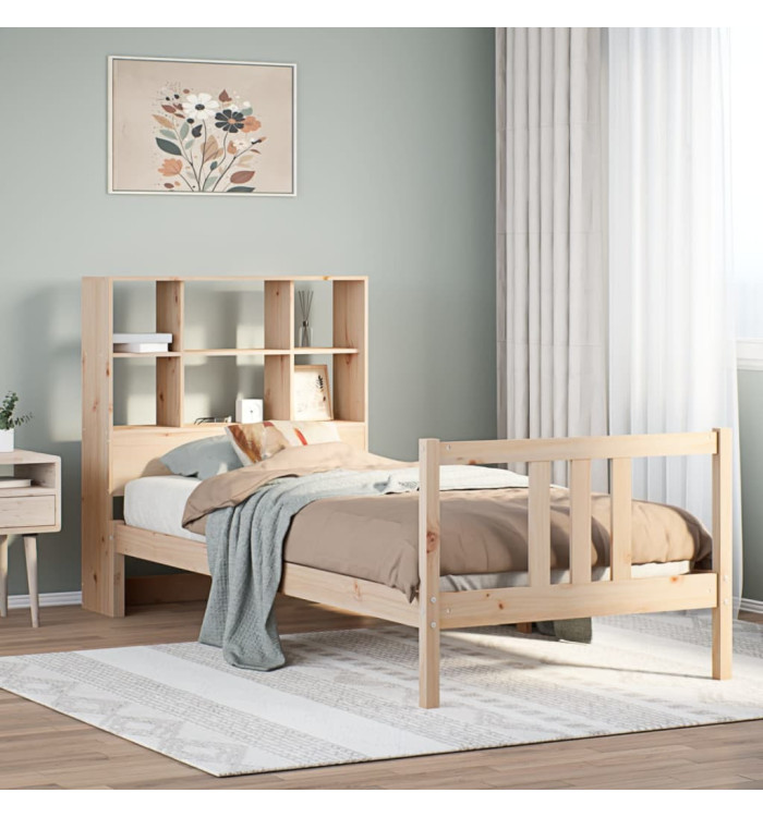 Lit bibliothèque sans matelas 75x190 cm bois de pin massif | Mobilier & Déco