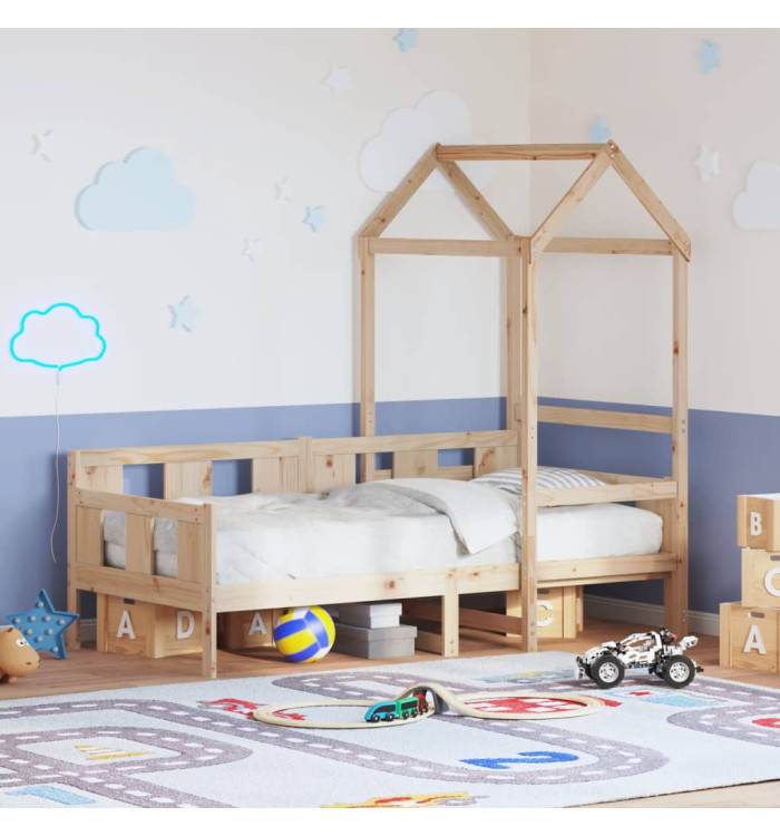 Lit de jour avec toit sans matelas 80x200 cm bois massif | Mobilier & Déco