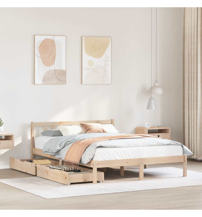 Cadre de lit sans matelas 135x190 cm bois de pin massif | Mobilier & Déco