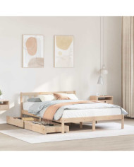 Cadre de lit sans matelas 135x190 cm bois de pin massif | Mobilier & Déco