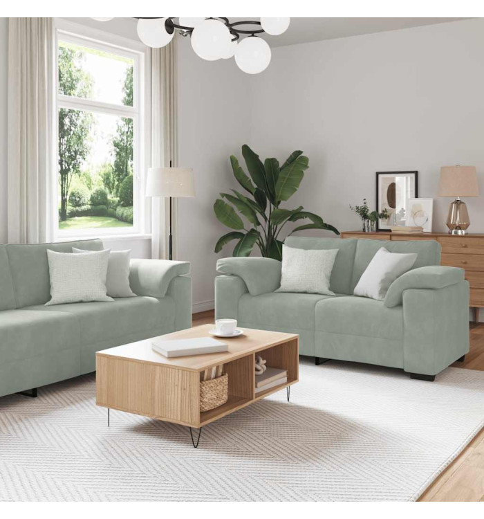 Ensemble de canapés 3 pcs avec coussins Gris clair Velours | Mobilier & Déco