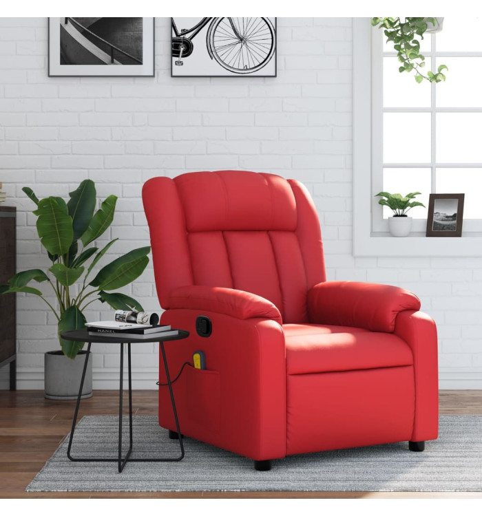 Fauteuil de massage inclinable rouge similicuir | Mobilier & Déco