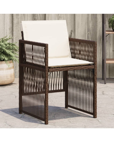 Chaises de jardin avec coussins lot de 4 marron résine tressée | Mobilier & Déco