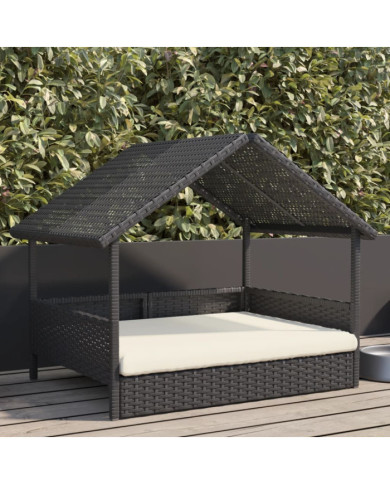 Niche pour chien avec coussin résine tressée | Mobilier & Déco