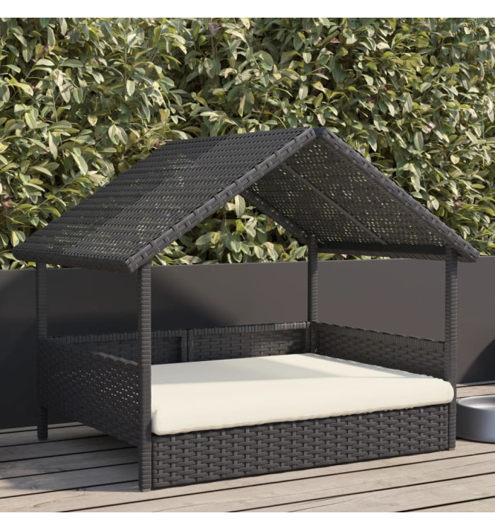 Niche pour chien avec coussin résine tressée | Mobilier & Déco