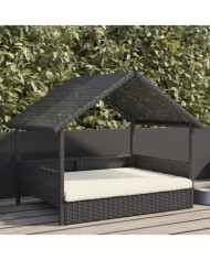 Niche pour chien avec coussin résine tressée | Mobilier & Déco