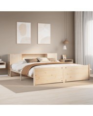 Lit bibliothèque sans matelas 200x200 cm bois massif de pin | Mobilier & Déco