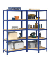Ensemble d'étagères à 5 niveaux 2 pcs acier bois d'ingénierie | Mobilier & Déco