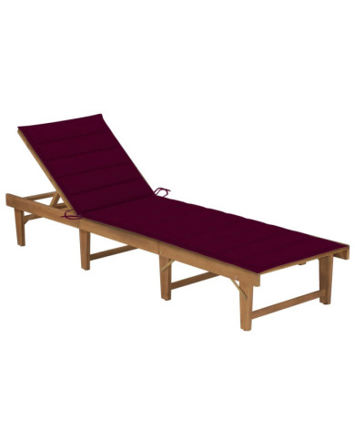Chaise longue pliable avec coussin Bois d'acacia solide | Mobilier & Déco