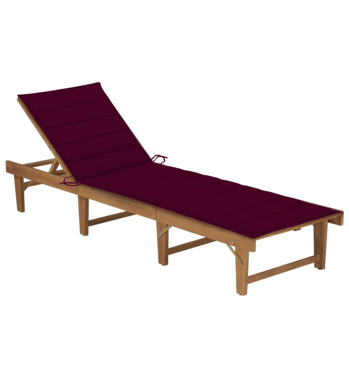 Chaise longue pliable avec coussin Bois d'acacia solide | Mobilier & Déco