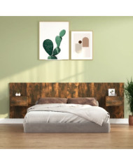 Tête de lit avec armoires Chêne fumé Bois d'ingénierie | Mobilier & Déco
