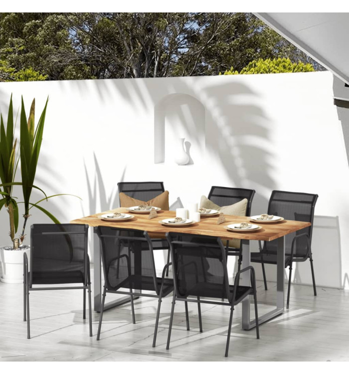 Chaises de jardin lot de 6 Acier et textilène Noir | Mobilier & Déco