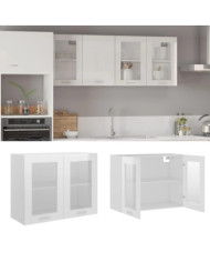 Armoire en verre suspendue "Lyon" Blanc brillant | Mobilier & Déco