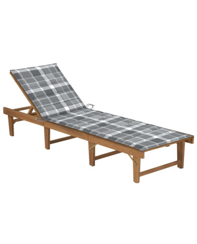 Chaise longue pliable avec coussin Bois d'acacia solide | Mobilier & Déco
