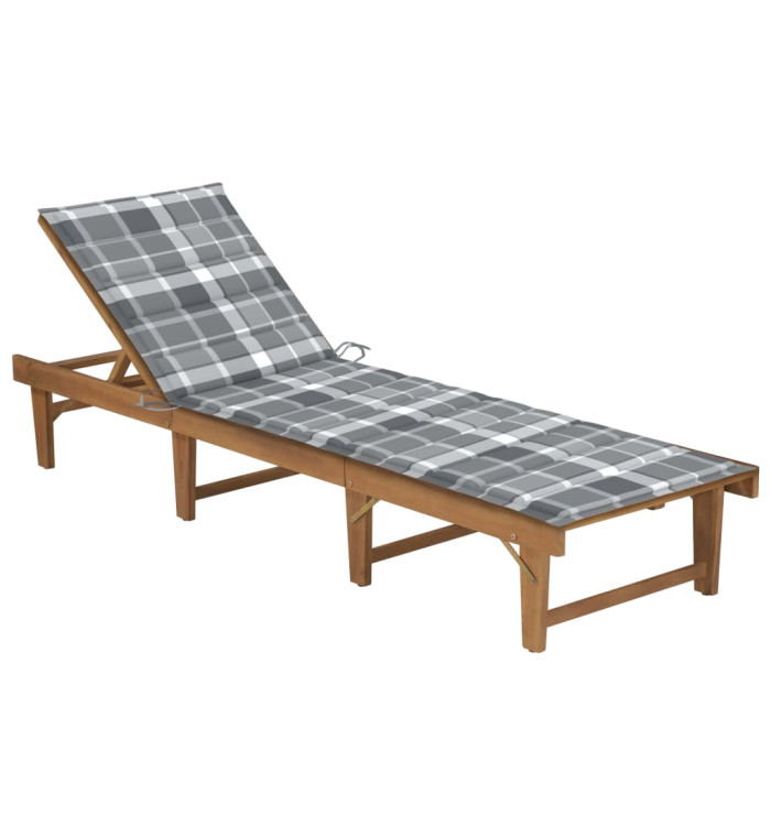 Chaise longue pliable avec coussin Bois d'acacia solide | Mobilier & Déco