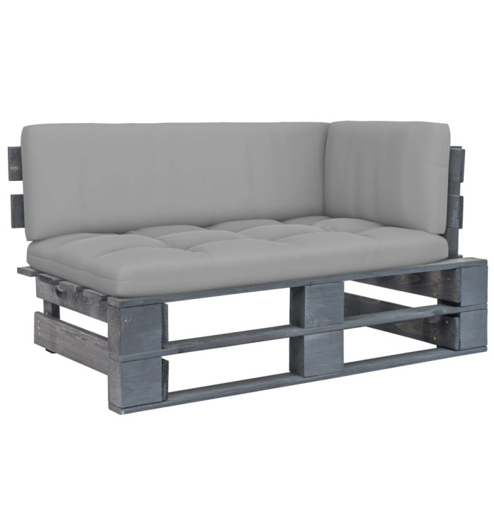 Canapé d'angle palette de jardin Gris Bois de pin imprégné | Mobilier & Déco