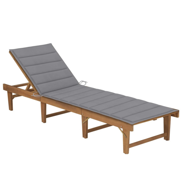 Chaise longue pliable avec coussin Bois d'acacia solide | Mobilier & Déco
