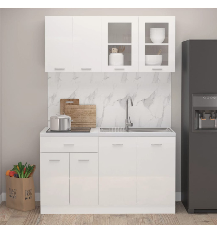 Ensemble de meubles de cuisine 4 pcs Blanc brillant Aggloméré | Mobilier & Déco