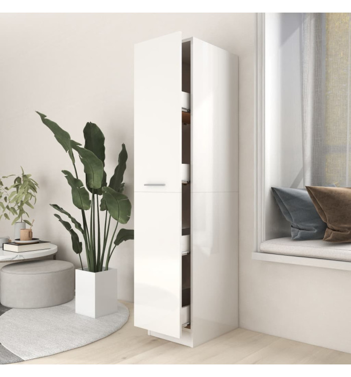 Armoire d'apothicaire Blanc brillant Bois d’ingénierie | Mobilier & Déco