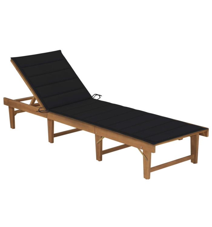 Chaise longue pliable avec coussin Bois d'acacia solide | Mobilier & Déco