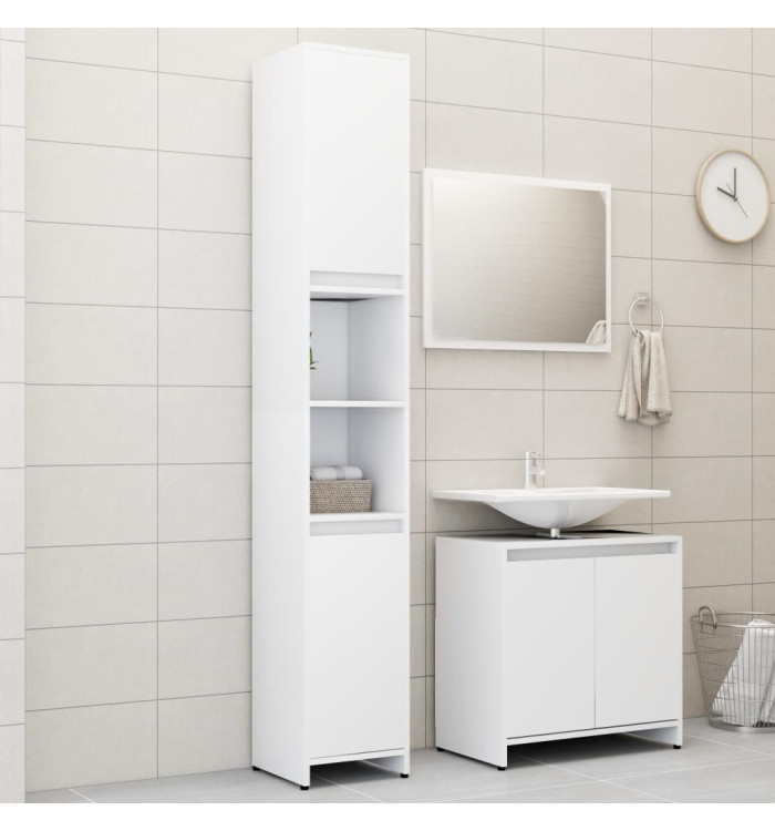 Ensemble de meubles de bain 3 pcs Blanc Bois d'ingénierie | Mobilier & Déco