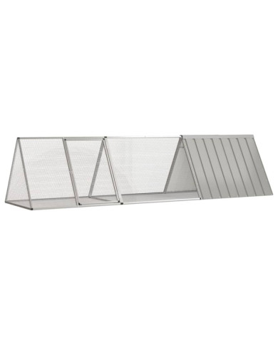Cage pour lapin Gris 302,5x80,5x71 cm Acier galvanisé | Mobilier & Déco