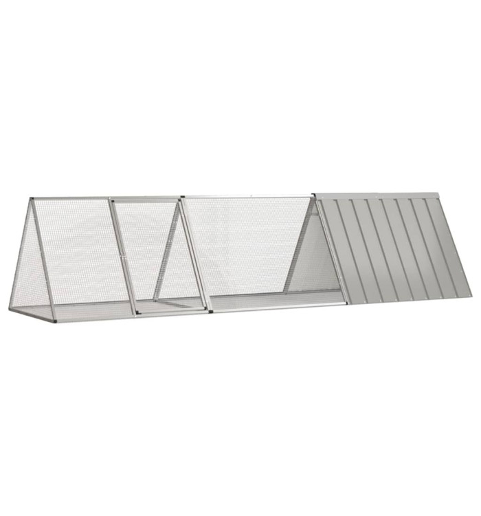 Cage pour lapin Gris 302,5x80,5x71 cm Acier galvanisé | Mobilier & Déco