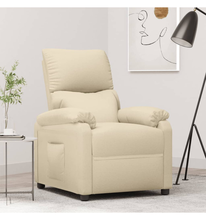 Fauteuil inclinable Crème Tissu | Mobilier & Déco