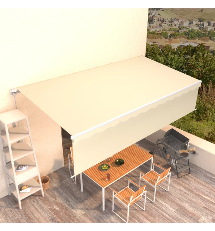 Auvent manuel rétractable avec store 6x3 m Crème | Mobilier & Déco