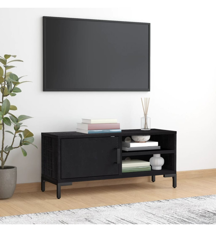 Meuble TV Noir 90x30x40 cm Bois de pin massif | Mobilier & Déco