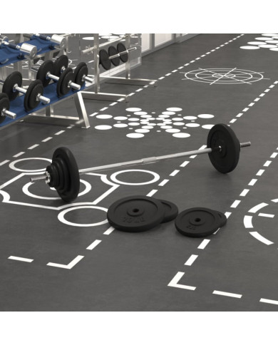 Barre d'haltères avec plaques 60 kg fonte | Mobilier & Déco