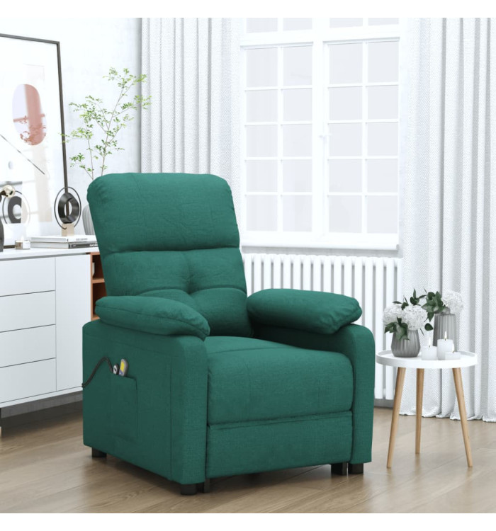 Fauteuil électrique de massage Vert foncé Tissu | Mobilier & Déco