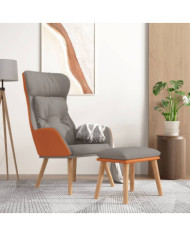 Chaise de relaxation repose-pied Gris clair Similicuir et tissu | Mobilier & Déco