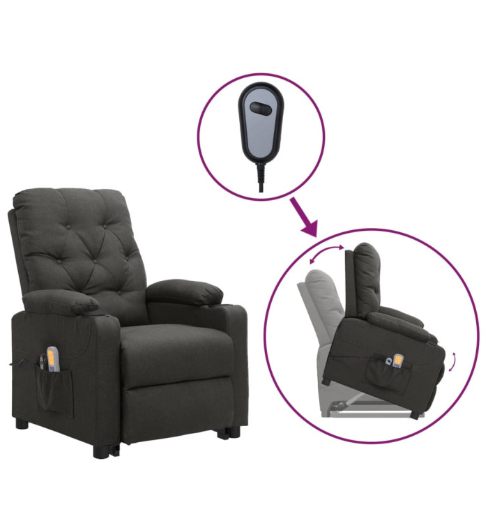 Fauteuil de massage inclinable Gris foncé Tissu | Mobilier & Déco