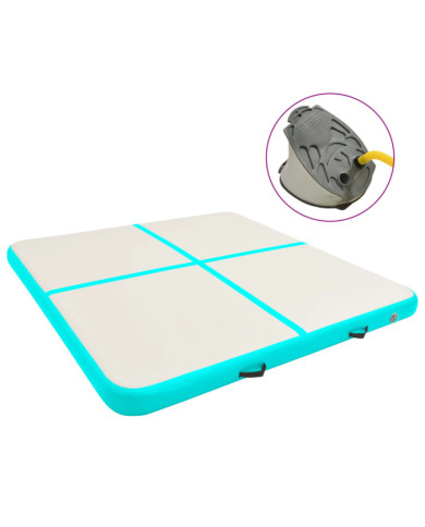 Tapis gonflable de gymnastique avec pompe 200x200x10cm PVC Vert | Mobilier & Déco