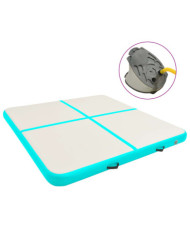 Tapis gonflable de gymnastique avec pompe 200x200x10cm PVC Vert | Mobilier & Déco