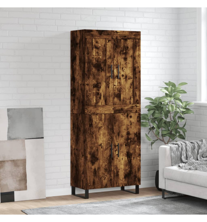 Buffet haut Chêne fumé 69,5x34x180 cm Bois d'ingénierie | Mobilier & Déco