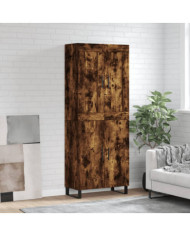 Buffet haut Chêne fumé 69,5x34x180 cm Bois d'ingénierie | Mobilier & Déco