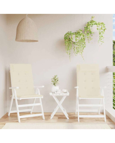Coussins de chaise à dossier haut lot de 2 crème tissu oxford | Mobilier & Déco