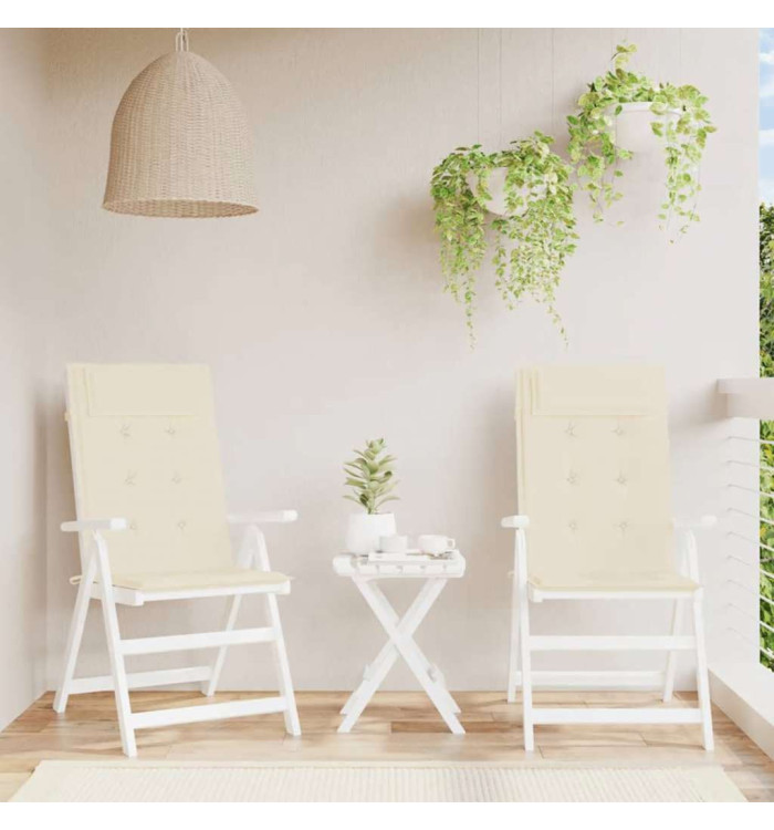 Coussins de chaise à dossier haut lot de 2 crème tissu oxford | Mobilier & Déco