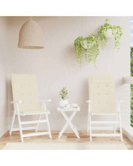 Coussins de chaise à dossier haut lot de 2 crème tissu oxford | Mobilier & Déco