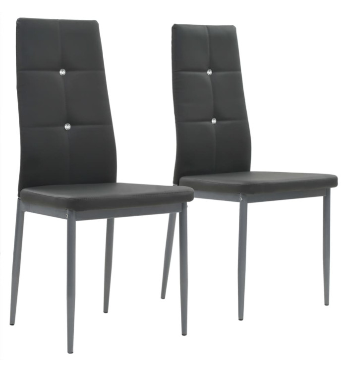 Chaises à manger lot de 2 gris similicuir | Mobilier & Déco