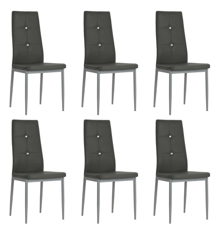 Chaises à manger lot de 6 gris similicuir | Mobilier & Déco