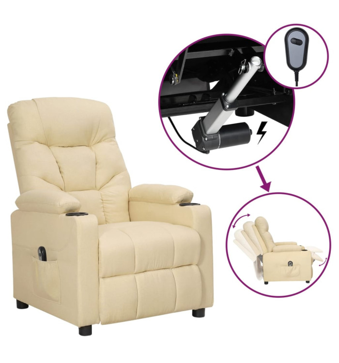 Fauteuil inclinable électrique Crème Tissu | Mobilier & Déco