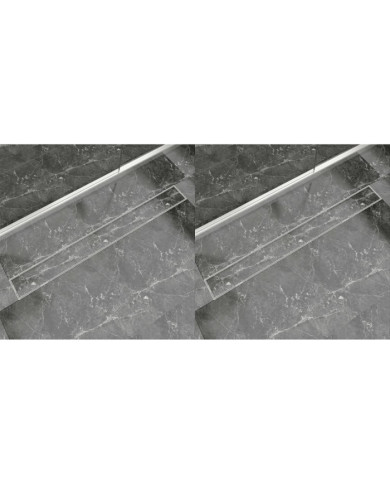 Drain de douche linéaire 2 pc 1030 x 140 mm Acier inoxydable | Mobilier & Déco