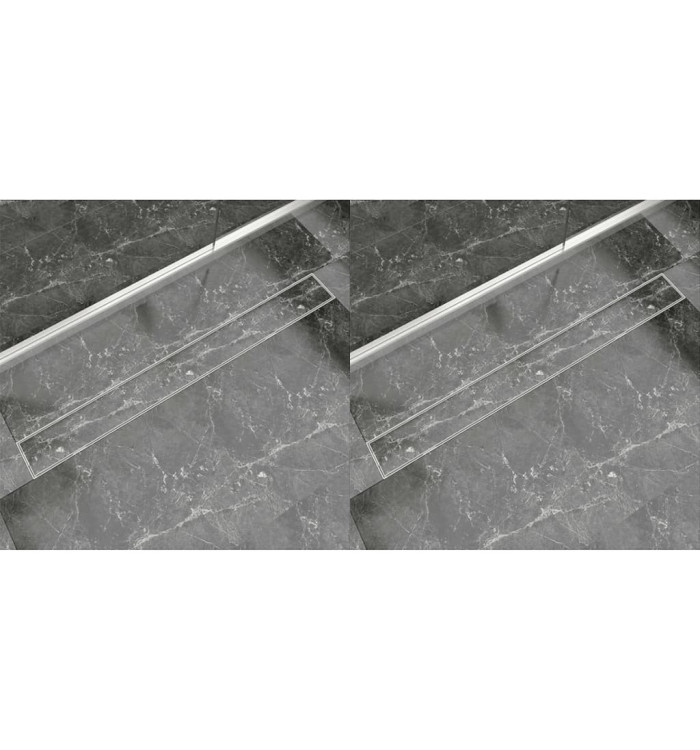Drain de douche linéaire 2 pc 1030 x 140 mm Acier inoxydable | Mobilier & Déco