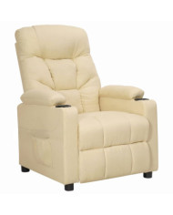 Fauteuil inclinable Crème Tissu | Mobilier & Déco