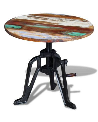 Table auxiliaire Bois de récupération massif Fonte 60x(42-63)cm | Mobilier & Déco