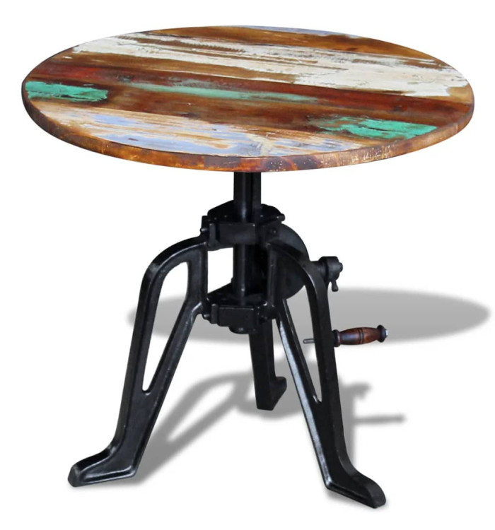 Table auxiliaire Bois de récupération massif Fonte 60x(42-63)cm | Mobilier & Déco