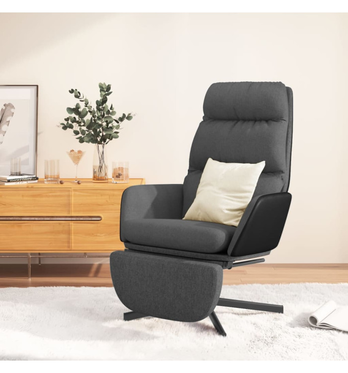 Chaise de relaxation avec repose-pied Gris foncé Tissu | Mobilier & Déco